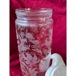 Vintage Tang Glass Pitcher Etched Floral